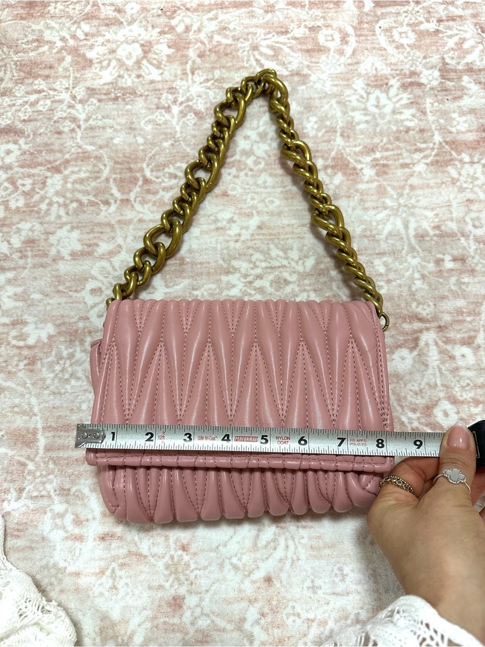 Quilted Leather ⚜️ Pink Golden Chain Bag - Picture 11 of 12